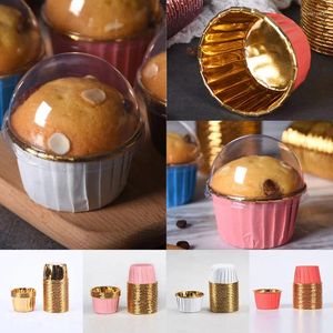 Pişirme Kalıpları 50 PCS Yağ Durum Kağıt Altın Gümüş Cupcake Astar Kapak Kupaları Tepsisi Kılıf Düğün Muffin Cup Kek Malzemeleri