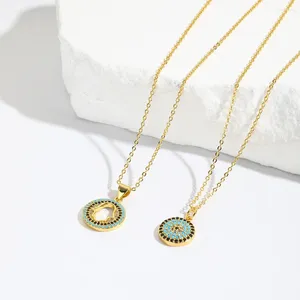 Ожерелья с подвесками, 1 шт., турецкое циркониевое ожерелье с глазами для женщин, бирюзовый кристалл, сглаз, круглые полые богемные ювелирные изделия на удачу
