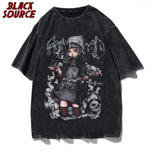Erkek Tişörtleri Yaz Goth Kadın Tee Estetik Gevşek Kadınlar T-Shirt Punk Dark Grunge Street Giyim Bayanlar Gotik Top T-Shirts Harajuku Giysileri