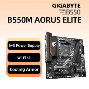 Placas-mãe GIGABYTE B550M AORUS ELITE Placa-mãe AMD AM4 para Ryzen 3/4/5 Series CPU 4 DDR4 PCI-E 4.0 X16 4XSATA3.0 2xM.2 HDMI/DVI