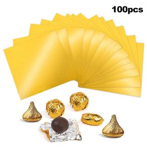 Инструменты для выпечки Оберточная бумага для конфет Фольга 100 шт. Квадратные обертки для шоколада Сахарные обертки Алюминиевая банка