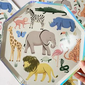 Decorazione per feste Piatto di carta usa e getta per animali della giungla Elefante Rivelazione del genere di compleanno