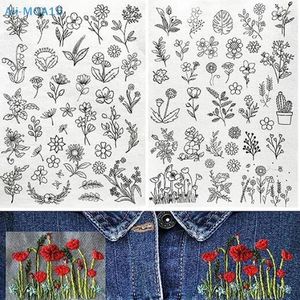 Sanat ve El Sanatları 2pc Delikli Bitki Nakış Çıkartma Diy Şapka Elbise Pantolon Aksesuarlar Bez Sticker Çiçek Desen Su Çözünür