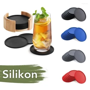 Masa Paspasları Premium Renkli Silikon Coaster 1 PCS Yeniden Kullanılabilir Yüksek Kaliteye Dayanıklı Yuvarlak Şarap Birası ve İçecek Baraç Mutfak Gadget