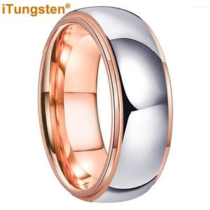 Alyans Itungsten 6mm 8mm Tungsten Evlilik Yüzüğü Erkekler için İki Ton Band Kadın Modaya Moda Takı Yüksek Cilalı Konfor Fit