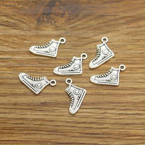 Encantos 50 peças de metal tênis de corrida pingentes diy jóias fazendo 17x12mm