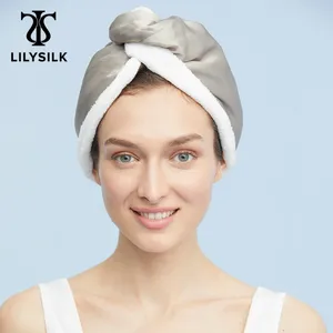Полотенце LILYSILK Шелковые быстросохнущие шапочки для волос Pure 100 Функциональная шапочка для ванны из микрофибры Твердые аксессуары