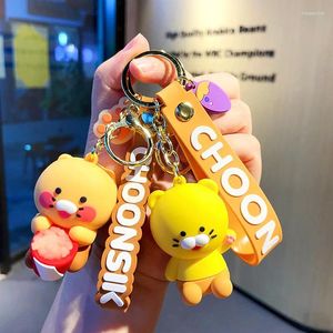 Anahtarlıklar faddish karikatür Choonsik Keychain Kawaii Koreli Anime Popcorn Bebek Pvc Oyuncak Sırt Çantası Pendnat Keyz Çift hediye için sevimli biblo