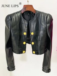 JUNE LIPS Высокое качество Последняя модельерская куртка женская искусственная кожа с нашивкой в виде льва Декоративная куртка 240127