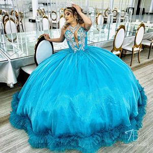 Luxury Quinceanera Dress 2024 Appliques Beads Sleeveless Ruffles Princess Ball Gowns Birthday Party Prom Dresses Vestidos De 15