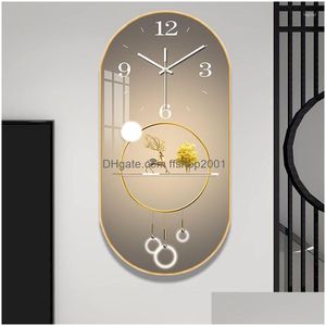 Relógios de parede Cristal Porcelana Relógio Luxo Grande Moderna Sala de Estar Casa Moda Pintura Decorativa Decoração Silenciosa Drop Delivery Dha0J