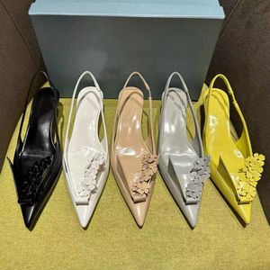 En kaliteli yeni origami çiçek pompaları cilalı deri alçak topuklu ayak parmağı bale bale daireleri ayakkabı slip-on kadın lüks tasarımcılar kutu çantası ile ayakkabı elbisesi