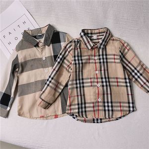Deisnger roupas infantis para crianças primavera manga comprida camisa xadrez britânica meninos bebê primavera outono camisa casual top com camisas inferiores tendência CSD2402036