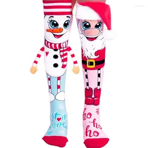 Noel Süslemeleri Komik Çoraplar Diz Yüksek Noel Baba ve Kardan Adam Yenilik Kadınlar İçin Rahat Slipper Kızlar Fluffy