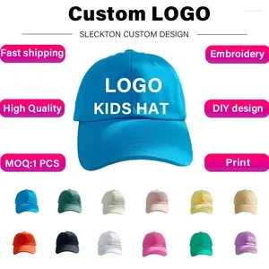 Top Caps Sleckton Özel Logo Nakış Çocukları Çocuklar İçin Yaz Beyzbol Kapağı Pamuk Güneş Şapkaları Marka Tasarım Diy Resim Baskı Unisex