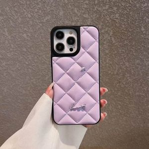 iPhone 15 Pro Max Designer Puffy Phone Case for Apple 14 13 12 11 Samsung Galaxy S24 S23 S22 Note 20 Ultra Luxury PU Leather Diamond Pattern Back Cover Coque Fundas Purple