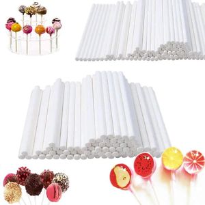 Pişirme kalıpları 100pcs/set plastik lolipop çubuğu güvenli beyaz kek pop enayi çubukları çikolatalı şeker lollypop diy kalıp bakeware alet