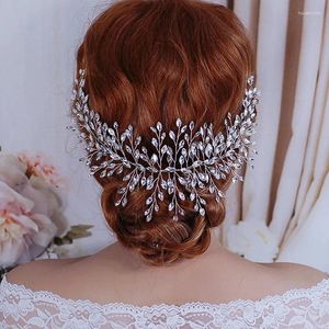 Saç klipleri lüks el yapımı kristal boncuklar çiçek saç bantları düğün asma tiaras kafa bandı gelin başlık taç aksesuarları