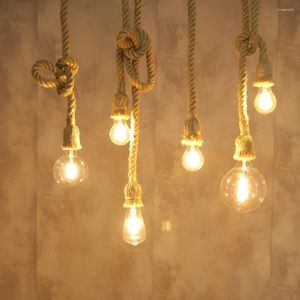 Pendelleuchten Vintage Retro Hanfseil Lichter Industrie Kronleuchter Kreative Hängelampe Bar Küche Kaffee Loft Beleuchtungskörper