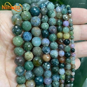 Gevşek taş taşları doğal taş yüzlü Hint Agates Yuvarlak boncuklar diy bileklik aksesuarları 4/6/8/10/12mm takı için 15 ''