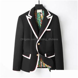 Suits Blazer Western Clothing Mens Blazers Designer Autumn Luxury Outwear Coat Slim Fit Grid Plaid Striped Geometrywork Coats Dres Dhgvq