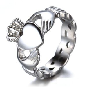 Band Rings Klasik Kuzey İrlanda Tarzı Claddagh Heart Ring Beautif Gelinler Nişan Düğün Mücevher Damlası Teslim Tü Mücevher Yüzük Dhuhe