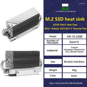 Охлаждение компьютера Thermalright HR-10 2280 M.2 Твердотельный накопитель AGHP Тепловая трубка Радиатор Прокладка охладителя SSD с термосиликоновой прокладкой