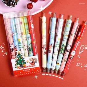 6pcs/set Noel jel kalemleri 0.5mm siyah mürekkep geri çekilebilir kalem, güzel imza okul ofisi tedarikçileri çocuk hediyeleri yazmak için