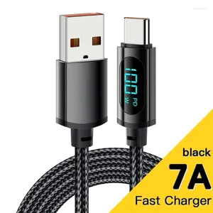 100 см PD 7A 100 Вт USB C Тип кабель для быстрой зарядки для ноутбука, телефона, планшета со светодиодным дисплеем, шнур для передачи данных, провод K1KF