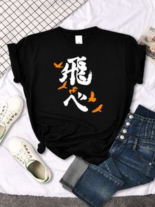 Kadınlar tişörtler haikyuu karasuno lise basılı giyim gotik estetik femme tişörtler harajuku japonya anime üst kadın moda
