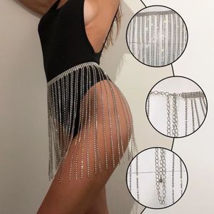 Seksi lüks bling rhinestone kemerleri uzun püskül saçak kemer altın kristal zincir düğün gelin kemer kayışı kadınlar için kemer acce u0b5 240118