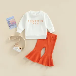 Giyim Setleri Citgeautumn Cadılar Bayramı Toddler Bebek Kız Pantolon Set Mektuplar Uzun Kollu Kazak Üstler Yüksek Bel Alevli Pantolon Kıyafetleri