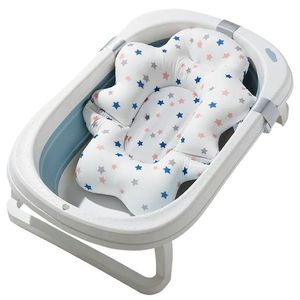 Bathing Tubs Seats Mtifunctions Foldable Baby Bath Tub Pads Seat Support Mat Borns Bathtub Anti-Slip Soft Breathable Body Cushion Dhr8X
