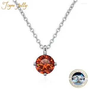 Tartgın Joycejelly S925 Sterling Gümüş Kolye Miissanit Elmas Takı 0.5CT 1 CT 2CT 3CT Basit Dört Pençe Kolye Klavikül Zinciri