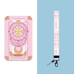 Chaveiros Cardcaptor Sakura Anime Cartão Rosa Caso Chaveiro Sailor Moon Keyring Cordão Bonito ID Pass Badge Phone Titular Cosplay X253