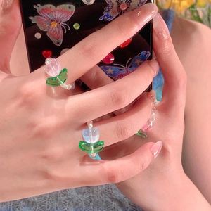 Кольца кластера, милый цветок из бисера, женское модное кольцо на указательный палец, простые аксессуары