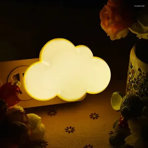 Gece Işıkları Sensör Kontrolü LED Bulut Işığı Karanlık Çocuklar Yatak Odası Başucu Lambası E/ABD Fiş Bebek Uyku Tatili Dekoratif