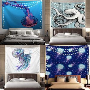Anpassbarer psychedelischer Ozean-Oktopus-Wandteppich, Mandala, schöne Raumdekoration, Heimdekoration 240127