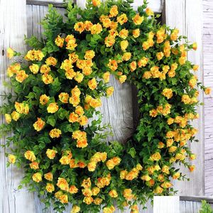 Dekoratif Çiçek Çelenkleri Noel Renk Bahar Çelenk Yapay Bitki Duvar Dekoru için Mevsimsel Çelenk Süslemesi Welco Homefavavor Dhsub