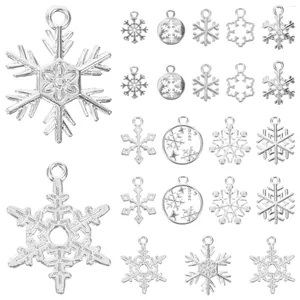 Kolye Kolyeleri 60 PCS Anahtarlık Toplu Takılar Mücevher Yapımı Kar Tanesi El Sanatları Alaşım Noel Tatil