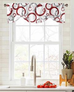Занавеска с геометрическим рисунком, круги с краской, красные короткие окна, регулируемая подвязка для гостиной, кухни, шторы