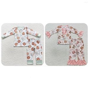 Giyim Setleri Toptan Noel Pijamaları Çocuk Placesmes Forwear Cookie Süt Şeker Bastonlar Seti Eşleştiren Erkek Kız Çocuk Pantolon Toddler Pink