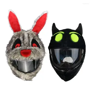 Motosiklet kask kask kapağı komik karikatür peluş peluş koruyucu tam yüz kanlı tavşan cadılar bayramı parti sahne