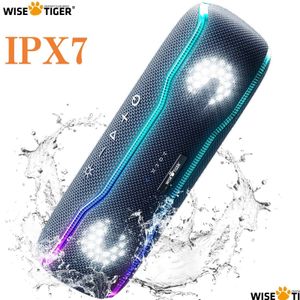 Портативные колонки Wisetiger Bluetooth-динамик Наружный Ipx7 Водонепроницаемый 25 Вт Bt53 Громкоговоритель Стерео объемного звучания с классной подсветкой Psing Eq Dhbcv