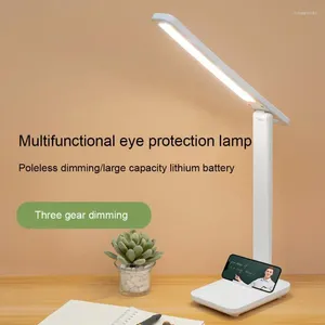 Lampade da tavolo Lampada a LED Ricaricabile tramite USB 3 colori Dimmerabile continuo Scrivania Touch Pieghevole Protezione per gli occhi Lettura Luci notturne per interni
