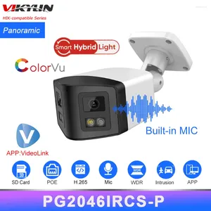 Vikylin Hikvision совместимая 4-мегапиксельная панорамная IP-камера IRColorVu с двусторонней аудиосвязью, обнаружение человека, слот для SD-карты, WDR PlugPlay, HIK NVR