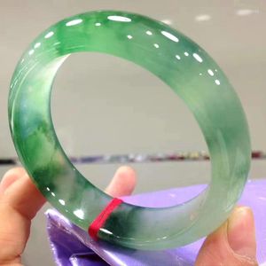 Bileklik Gerçek Jades Bangles Doğal Birmanya Jadeite 54mm-64mm Buz Yeşil Bileklik Zarif Prenses Hafif Hediyeler