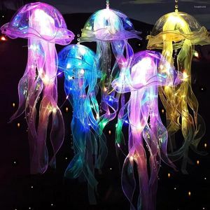 Luzes noturnas medusa luz malha atmosfera lâmpada corda com bateria portátil flor casa decoração do quarto pendurar
