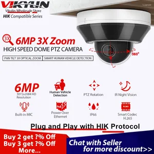Vikylin 6MP PTZ IP-камера безопасности для Hikvision, совместимая с POE 2,8-8 мм, 3-кратный оптический зум H.265 IP66, камера наблюдения со встроенным микрофоном