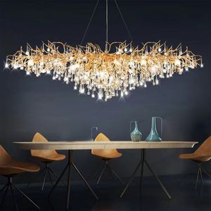 Modern Ceiling Chandelier Golden Gloss LED Light American Interior Decoration Dining Living Room Crystal Pendant Lamps